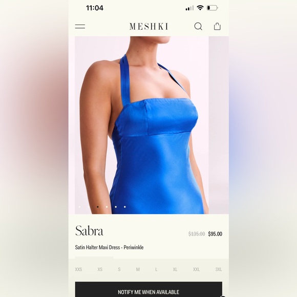 Meshki Sabra Satin Halter Maxi Dress Periwinkle - Picture 3 of 4